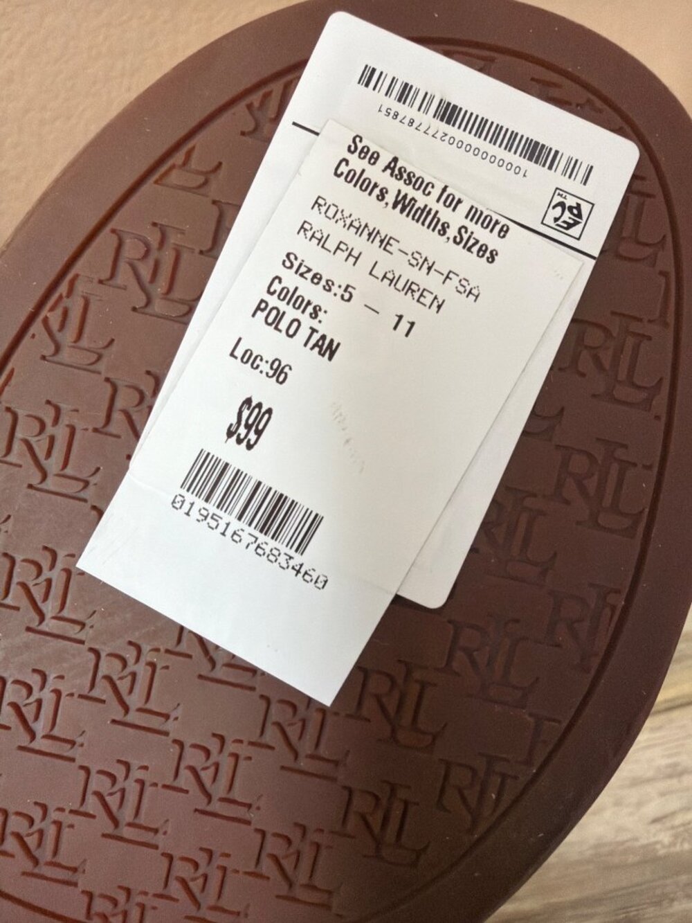 Ralph Lauren Roxanne Block Heel Slide Sandals Tan Leather Sz 11 New in Box - Picture 10 of 15